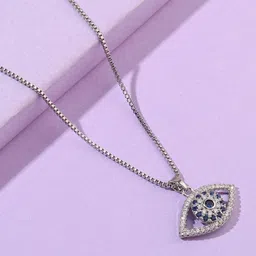 SALTY Set Of 2 Stones-Studded Evil-Eye & Butterfly Pendant With Chain image 4
