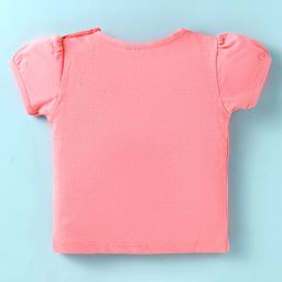 Wonderchild Ice Cream Printed Dungaree With Half Puffed Sleeves Solid Top - Peach image 3