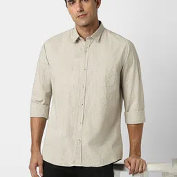 Peter England Casuals Men Slim Fit Solid Spread Collar Cotton Casual Shirt-image-94
