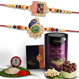 DeoDap Unisex 4 Pieces Beaded Rakhi Gift Set-image-91