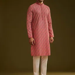 KALKI Fashion Men Printed Regular Kurta with Trousers-27