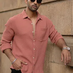 Powerlook Men Textured Spread Collar Cotton Casual Shirt-picture-15