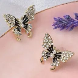 AGARWALPRODUCT Gold Plated Artificial Stones Studded Butterfly Shaped Studs-picture-5