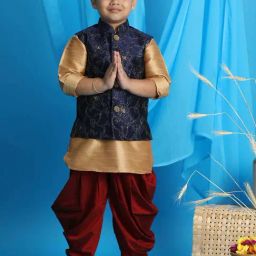 VASTRAMAY Boys Multicolor Embroidery Full Sleeves Kurta Sets-image-11