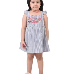 Cloth Bites Girls Floral Embroidered Square Neck A-Line Dress-image-97