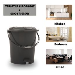 Kuber Industries Pink & Grey 3 Pieces Pedal Dustbins With Lid & Handle 10L Each image 5
