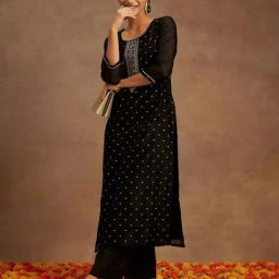 Libas Black Embroidered Straight Kurta-picture-22