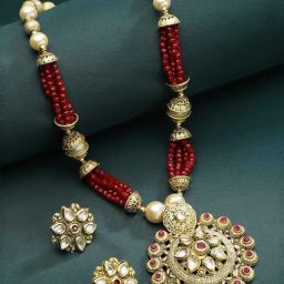 Panash Gold Plated Kundan Studded Handcrafted Jewellery Set-27