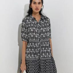 Bombay Paisley by Westside Black Paisley Printed Cotton Shirt Dress-image-88