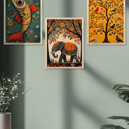 Kotart Brown & Yellow 3 Pieces Birds and Animals Wooden Wall Paintings-picture-14