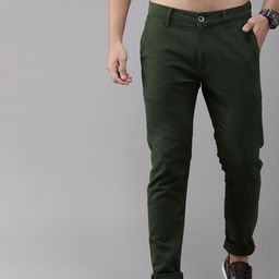 Roadster Men Olive Green Slim Fit Solid Chinos-image-49