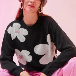 Bewakoof Black Floral Oversized Sweater-image-18