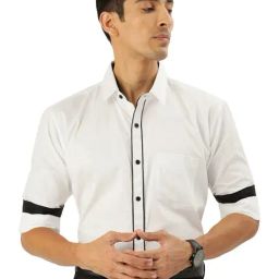 Hancock White Cotton Slim Fit Shirt-image-69