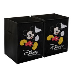 Kuber Industries Set Of 2 Black & Yellow Disney Mickey Mouse Printed Foldable Cloth Storage Baskets-74