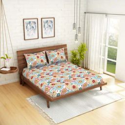 SWHF Multicolor Cotton 109 TC Double Bedsheet Sets-image-3