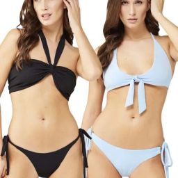 Secrets By ZeroKaata Black & Blue Plain Swimwear Bra Panty Set - Pack Of 2-image-72
