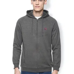 Van Heusen Grey Regular Fit Self Pattern Hooded Sweartshirt-image-19