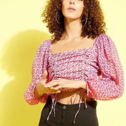 Anvi Be Yourself Pink Printed Crop Top-image-8