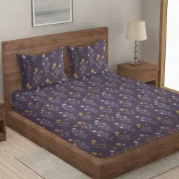 Klotthe Floral Multicolor 210 TC Cotton Blend King Size Bed Sheet with 2 Pillow Covers-image-105
