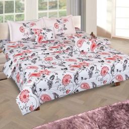 Romee Red Cotton 200 TC King Bedsheet and Comforter with 2 Pillow Covers & 2 Cushion Covers-image-10