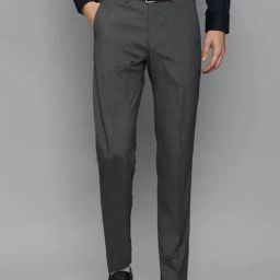 Louis Philippe Grey Slim Fit Flat Front Trousers-image-57