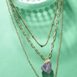 Accessorize London Celestial Purple & Golden Casual Necklace-9