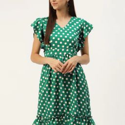 BRINNS Green Printed A Line Dress-picture-4