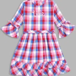 Elle Kids Multicolor Cotton Chequered Dress-image-29