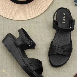 Trase Women's Black Ankle Strap Wedges-image-83