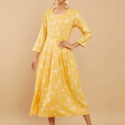 Soch Yellow Printed A Line Kurta-image-38