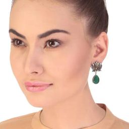 Imli Street Green & Golden Drop Earrings-picture-40