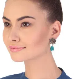 Imli Street Turquoise & Golden Drop Earrings-picture-22