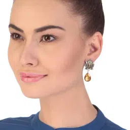Imli Street Yellow & Golden Drop Earrings-picture-11