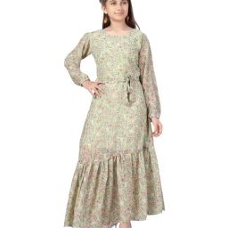Aarika Kids Green Printed Full Sleeves Dress-image-52