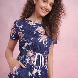 DressBerry Floral Print Waist Tie-Ups Sheath Dress-image-73