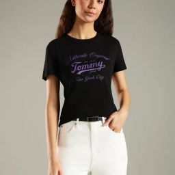 TOMMY HILFIGER Black Logo Regular Fit Cotton T-Shirt-picture-19