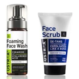 Ustraa Ceramide & Hyaluronic Acid Foaming Face Wash & De-Tan Face Scrub Combo-image-4
