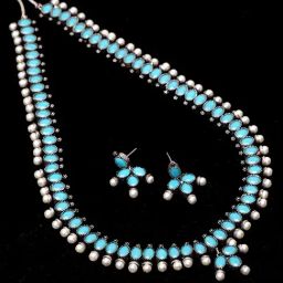 Panash Oxidized Silver Plated & Turquoise Blue Artificial Stone Studded Jewellery Set-10