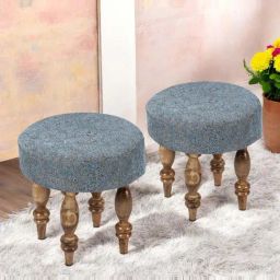 Ikiriya Roswell Blue Sheesham Wood Contemporary Stools in Teak Finish-image-47