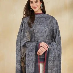 Fabindia Grey Printed Dupatta image 3
