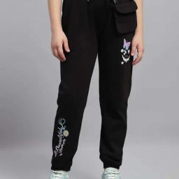 Monte Carlo Girls Black Printed Track Bottoms & Joggers-picture-45