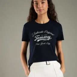 TOMMY HILFIGER Dark Night Navy Logo Regular Fit Cotton T-Shirt-picture-43
