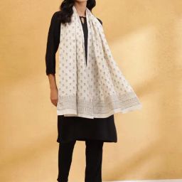 Fabindia Off White Printed Stole-picture-12