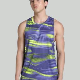 Puma Blue Regular Fit Printed Tank Tees-image-78