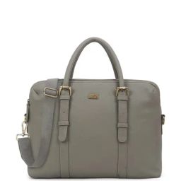 Yelloe Grey PU Solid Laptop Messenger Bag-image-35