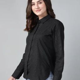 Hancock Black Cotton Solid Shirt-image-89