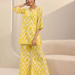 Libas Yellow Printed Pyjamas Set-picture-29