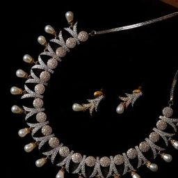 Panash White Gold Plated Stone Studded Jewellery Set-13