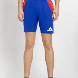Adidas Blue Slim Fit Logo Printed Sports Shorts-image-39