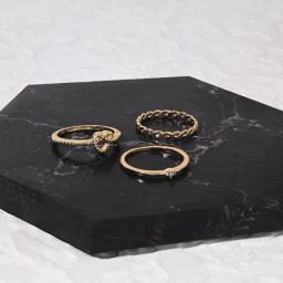 Accessorize London Women's Heart Knot Rings Set Of Three Gold-image-78